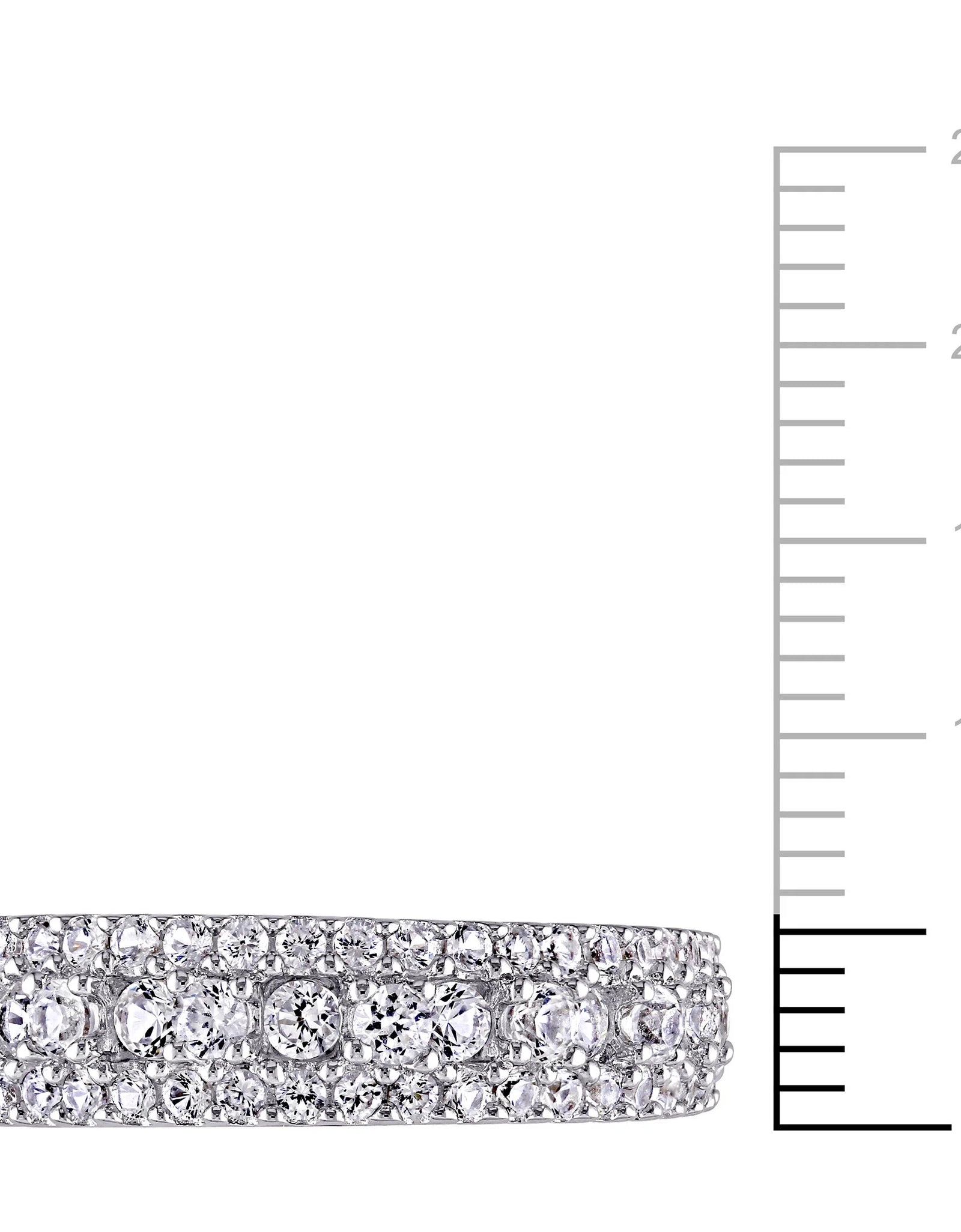 Novia Aniversario Compromiso De Las Mujeres 1 1/3 Qt T.G.W. Corte Redondo Creado Zafiro Blanco Anillo De Plata De Ley De Múltiples Hileras Semi-Eternidad Con Bisel / Punta / Pave Ajuste