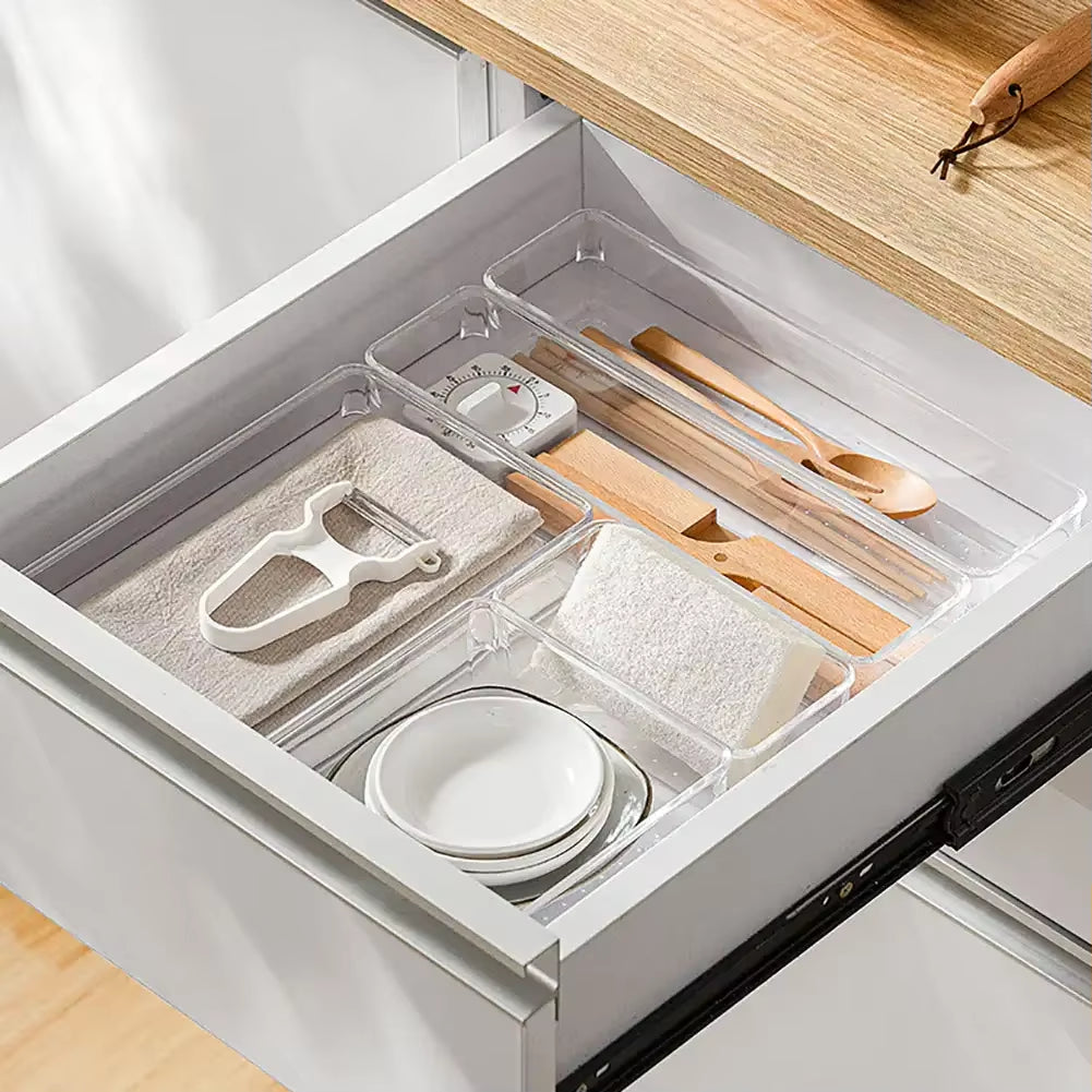 ClearNest Organizer – Transparent Anti-Scratch Drawer Storage Box for Cosmetics, Office & Home