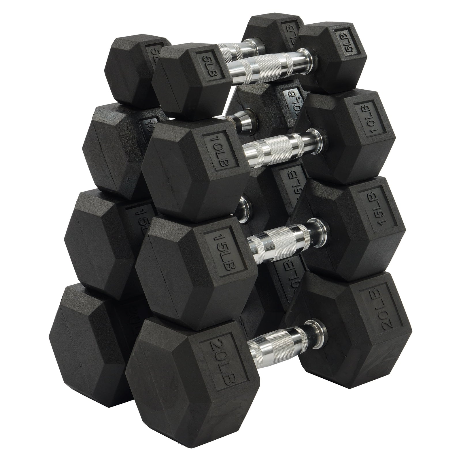 Dumbbell Set, Pairs of 5 Lb, 10 Lb, 15 Lb, and 20 Lb