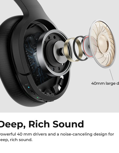 Load image into Gallery viewer, Active Noise Cancelling Headphones Bluetooth Headphones Wireless Headphones over Ear with Mic/Aptx, Comfortable Protein Earpads 30H Playtime, Foldable Headphones for Travel/Work - Black
