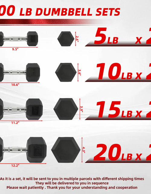 Load image into Gallery viewer, Dumbbell Set, Pairs of 5 Lb, 10 Lb, 15 Lb, and 20 Lb

